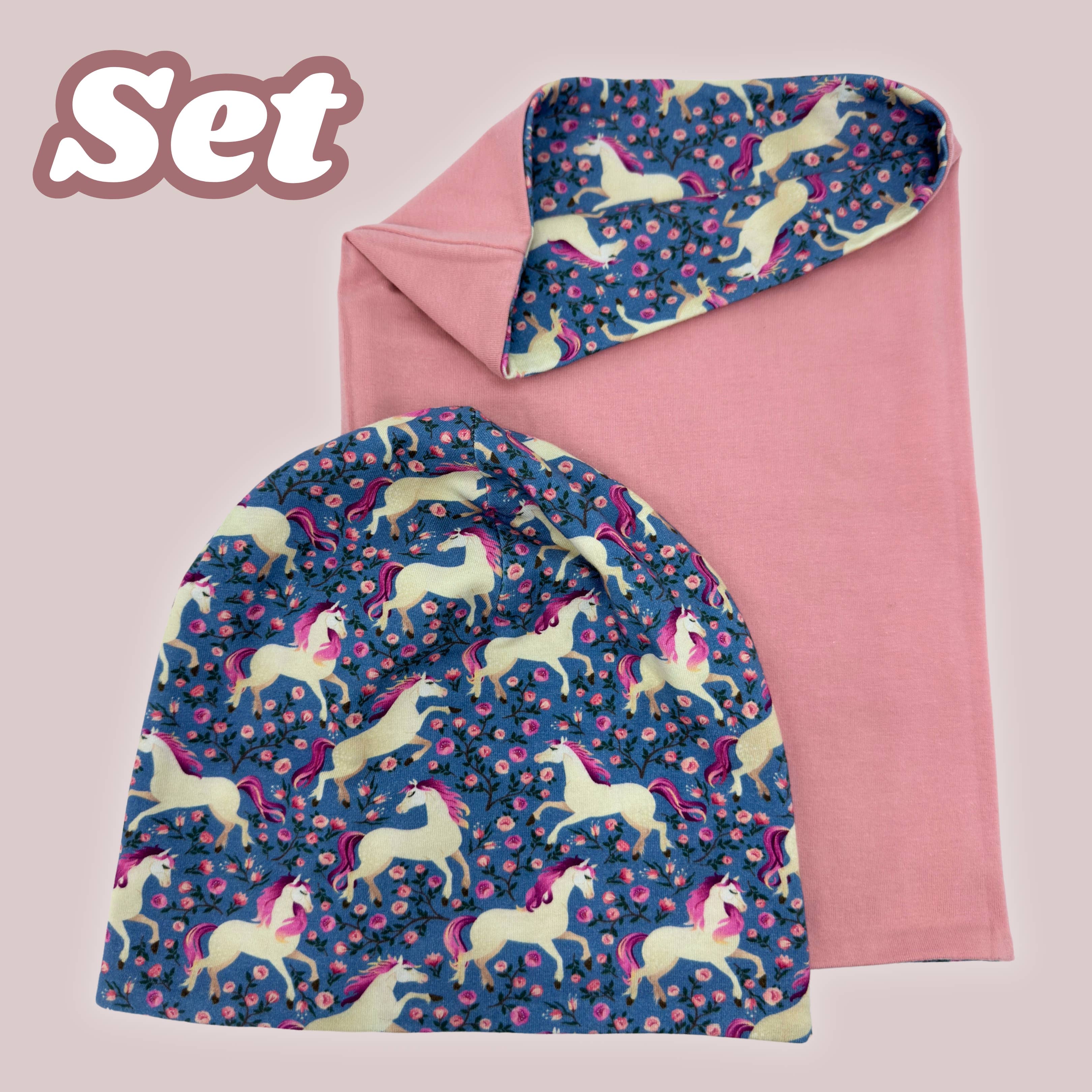HECKBO - Wholesale Beanie - Kids - Children's Beanie Hat & Scarf Set Horse Reversible 2-8 Years4