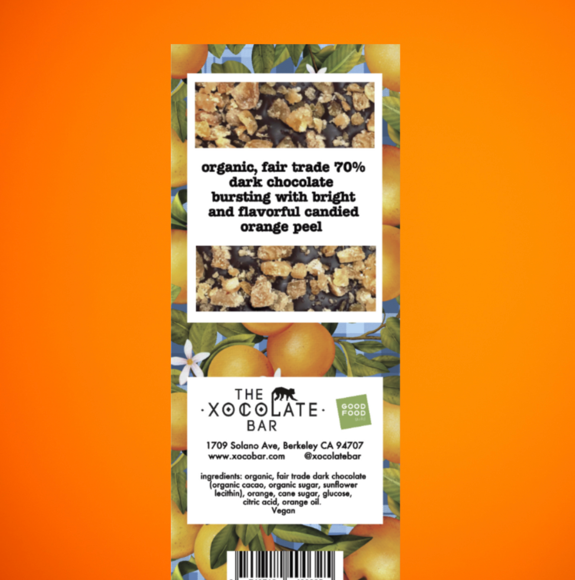 The Xocolate Bar - Wholesale Chocolate Bar - Candied Orange Bar -Organic Fair Trade Vegan Dark Chocolate4