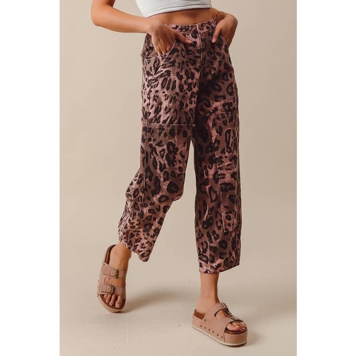 IVE - Wholesale Pants - Women's - VINTAGE WASHED LEOPARD MID PANTS