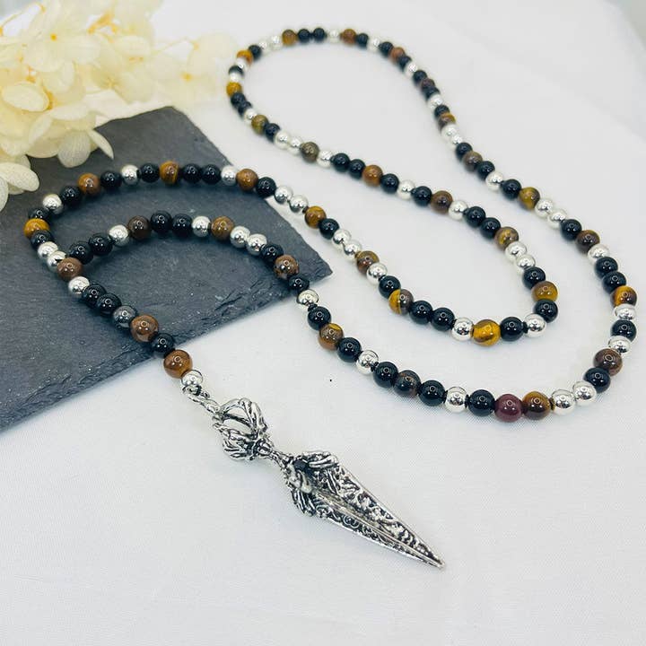 Tiger Eye Alloy Arrow Pendant Necklace for wholesale by GemMeet