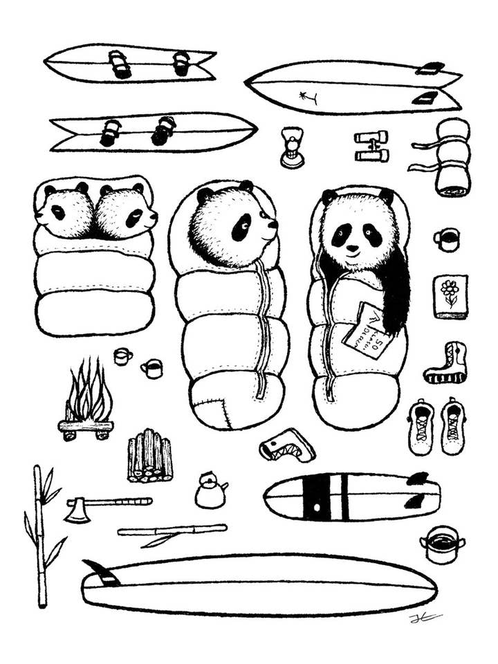 Panda Surf Trip - Print/ Framed Print for wholesale by Jonas Claesson