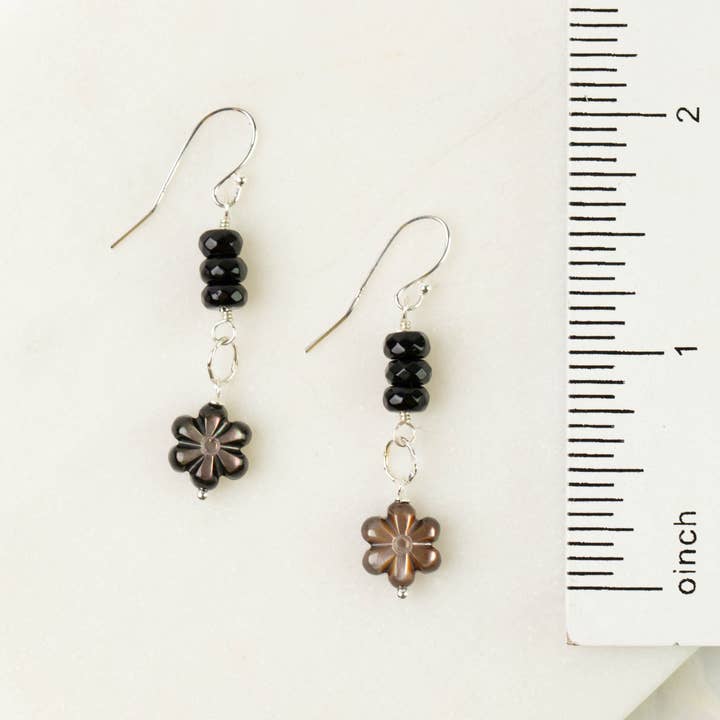 Anne Vaughan Designs Jewelry - Wholesale Dangle Earrings - Nightfall Stacked Abalone Flower Dangle Earrings1