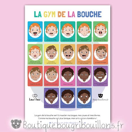 Affiche générale sur la gym de la bouche pour la vente par Bougribouillons