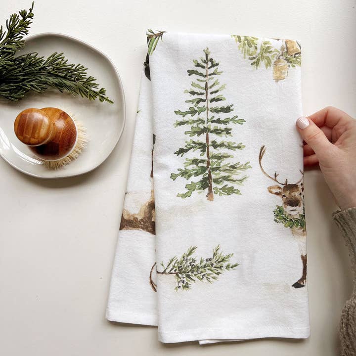 emily lex studio - Wholesale Tea Towel - evergreen christmas tea towel