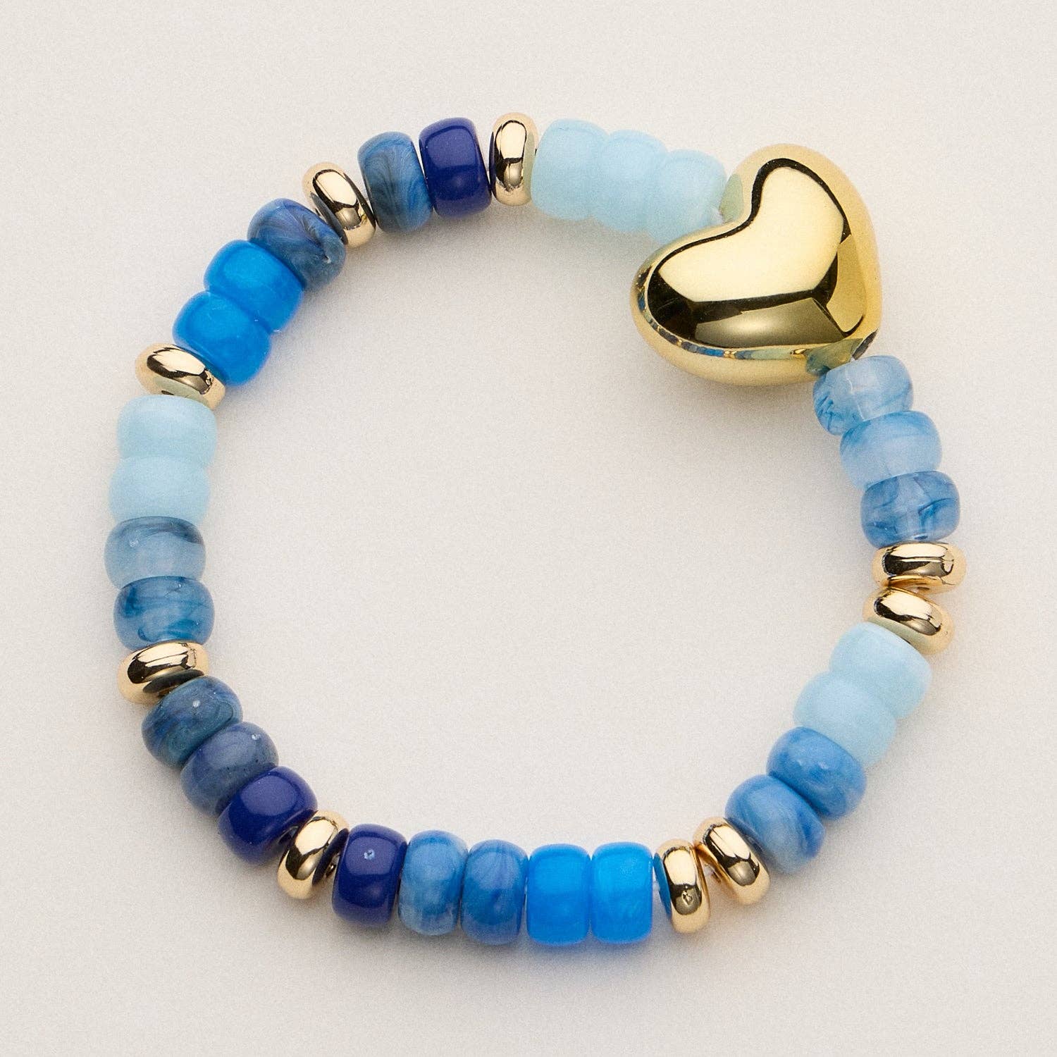 Frem - Wholesale Beaded Bracelet - Glass Bead Bracelet with Gold Heart Accent0