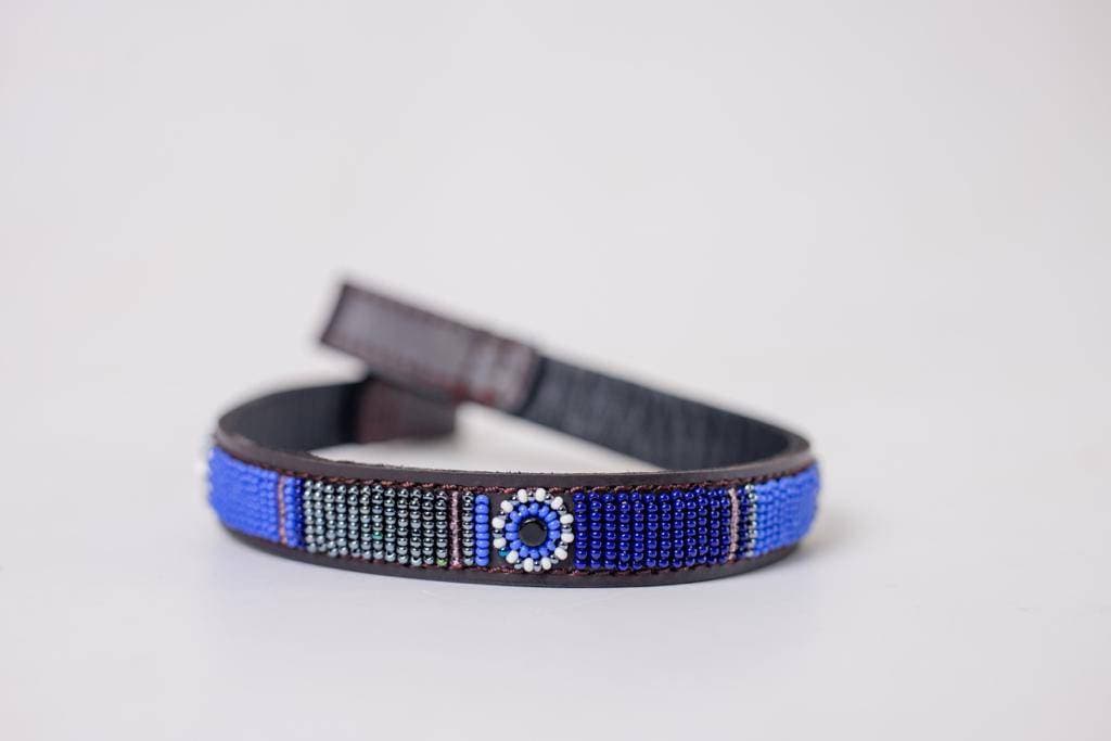 MAASAI CHIEF - Wholesale Pet Collar - Cat/Dog - Browband,Leather beaded Horse Browband, Maasai browband5