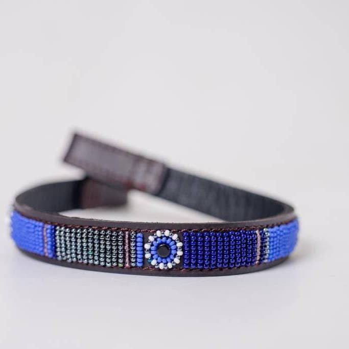 MAASAI CHIEF - Wholesale Pet Collar - Cat/Dog - Browband,Leather beaded Horse Browband, Maasai browband5