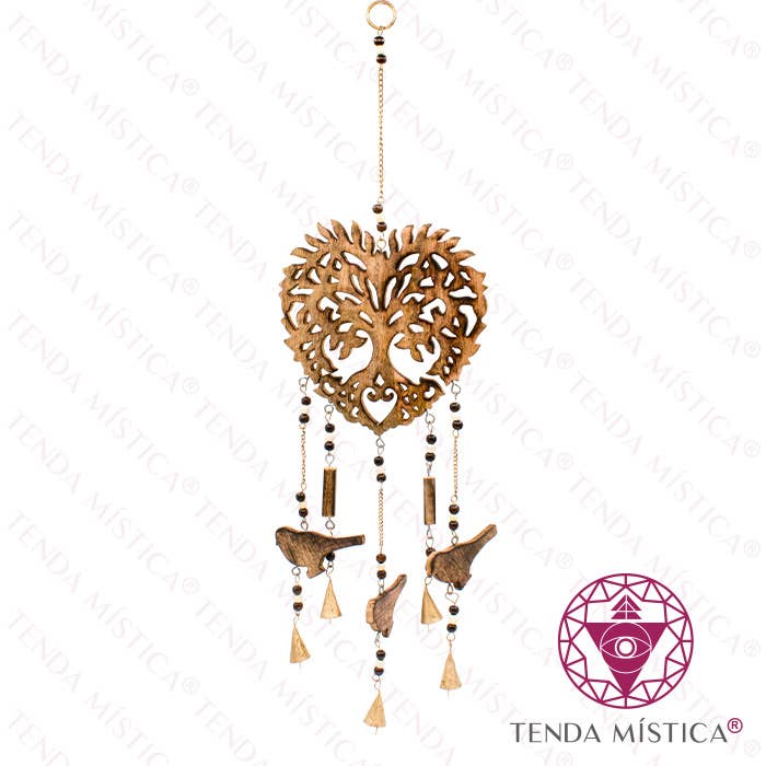 Tenda Mística - Vendita all'ingrosso Campanelle a vento - Campanella eolica in legno Cuore della Vita0