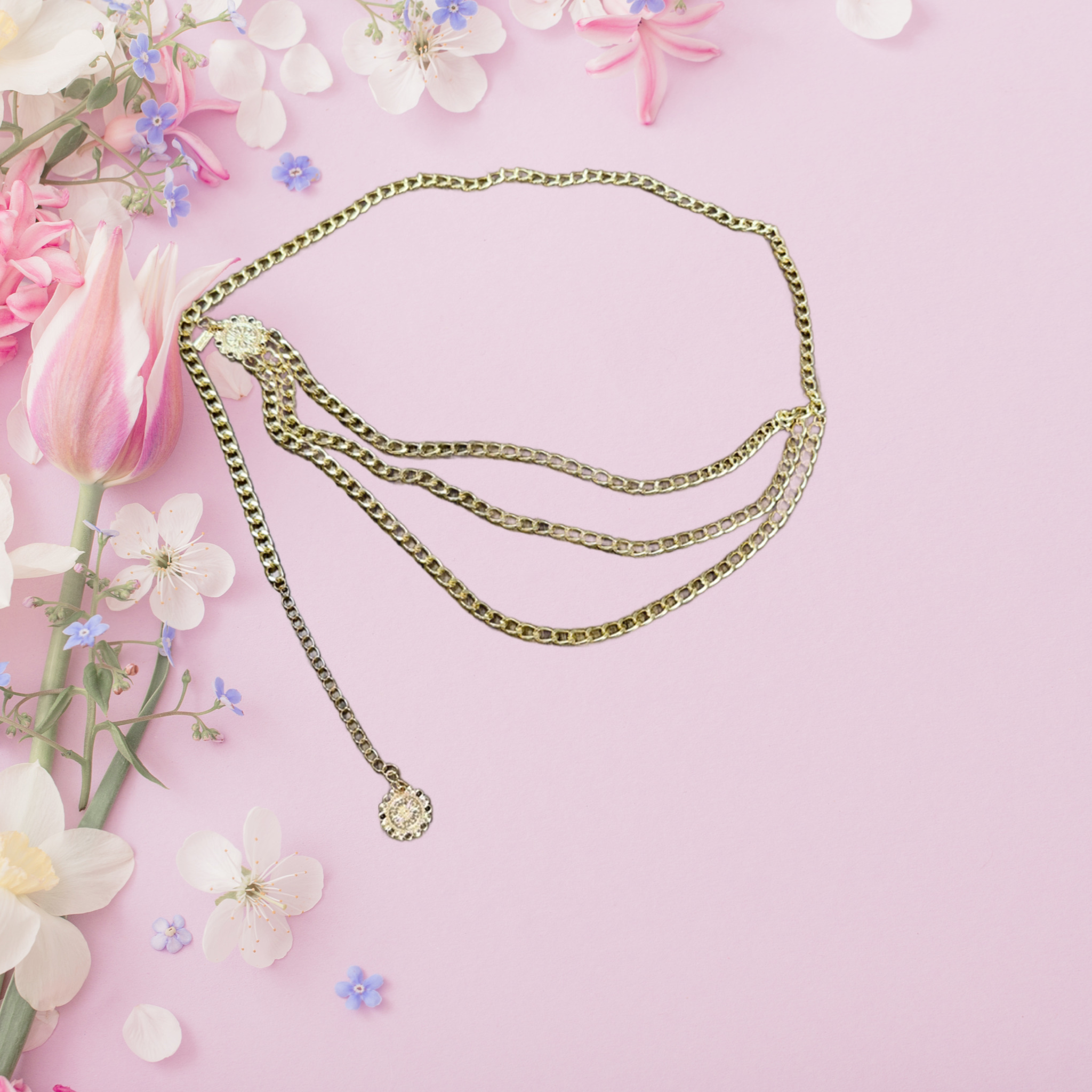 Pink Panache Brands - Wholesale Belt - Women's - Three layer chain belt, last call2