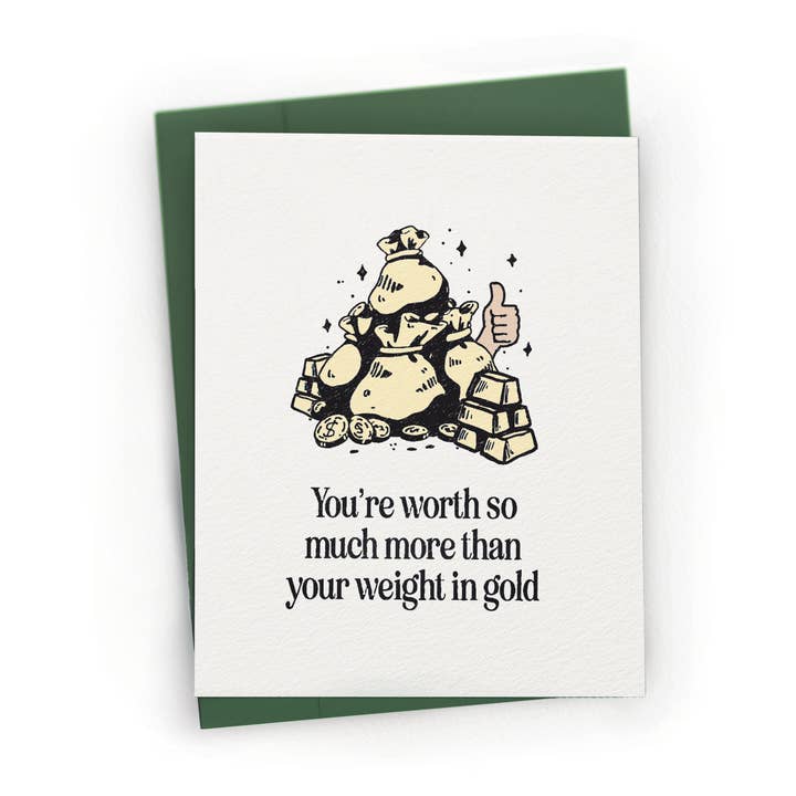 Petty Paper Studio - Wholesale Thank You Card - Worth More Than Gold - A2 Appreciation Thanks Greeting Card