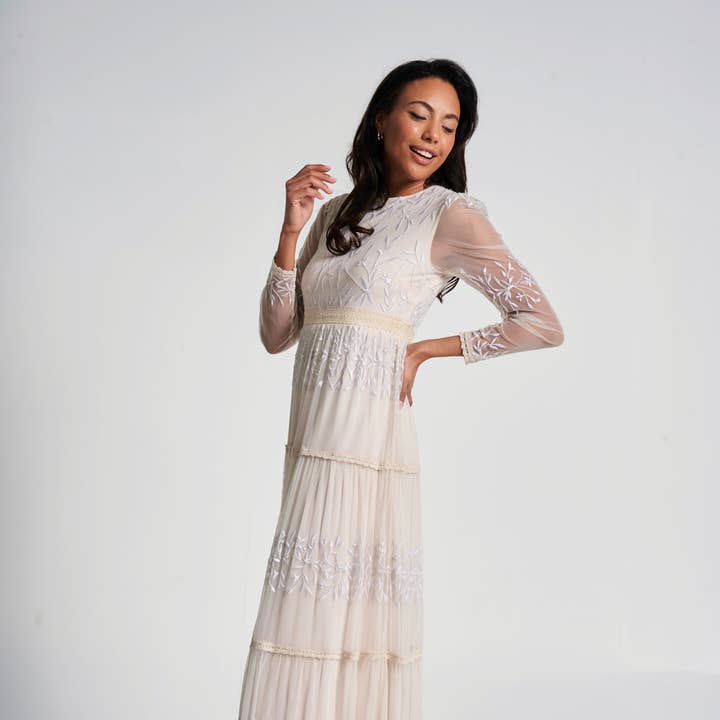 Calla Embroidered Maxi Dress for wholesale by Frock & Frill