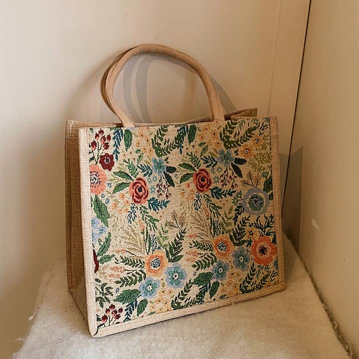 EmberLoom - Wholesale Tote Bag - Women's - Floral Tapestry Tote Bag with Sturdy Handles1