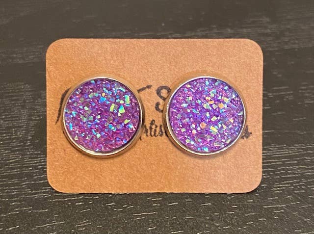 SMA Artistry Creations - Vendita all'ingrosso Orecchini a bottone - Orecchini a bottone cabochon scintillanti da 12 mm8