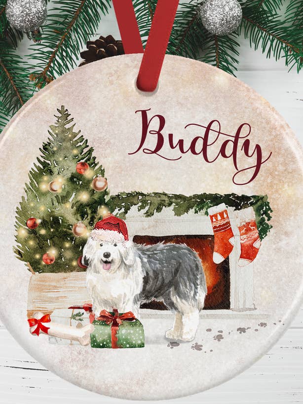 Weihnachtsschmuck „Alter Englischer Schäferhund“ für den Großhandel von WagATudeTags