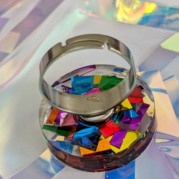 All The Discos - Wholesale Cocktail/Statement Ring - Tinsel Confetti Rings5