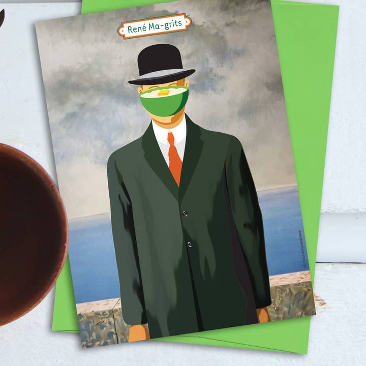 The Art of Pamela Joy Trow - Wholesale Everyday Greeting Card - Surreal Meal: René Ma-grits Greeting Card Magritte Art Parod