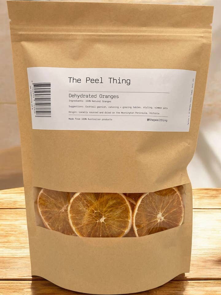 Compra a Granel de Saquetas Kraft de 100g - Laranjas Navais Desidratadas Locais por atacado de The Peel Thing