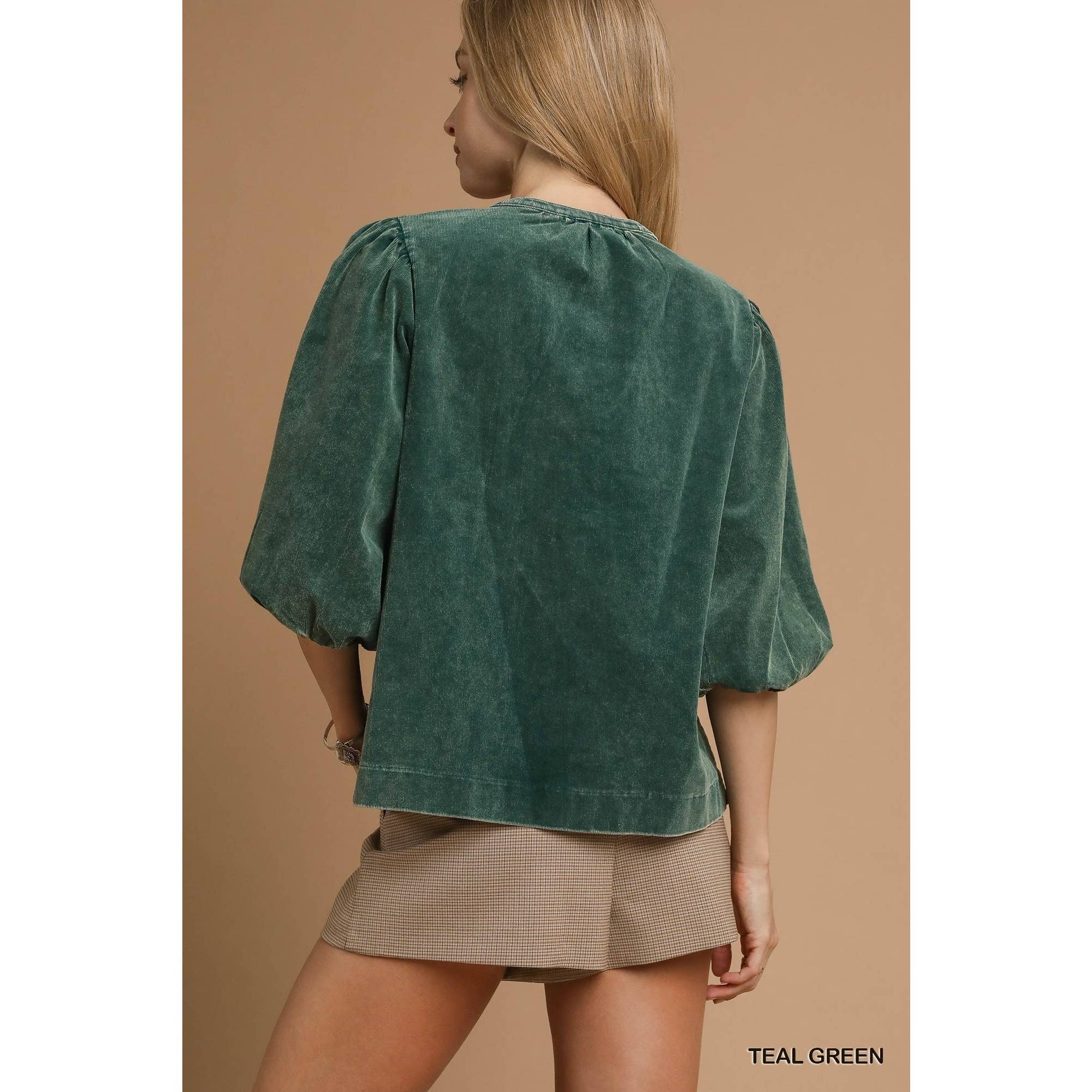 STYLE USA - Wholesale Tuniek - Dames - Corduroy blouse met pofmouwen7