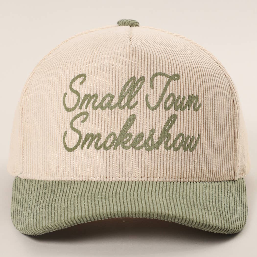 Fashion City - Wholesale Trucker Hat - Unisex - SMALL TOWN SMOKESHOW Heat Press Corduroy Trucker Hat 6