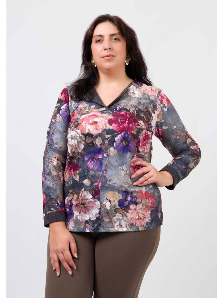 251170 - Tunica in maglia stampata Collezione Autunno Inverno Taglie Forti per la vendita all'ingrosso da parte di Teresa Cardoso Oliveira