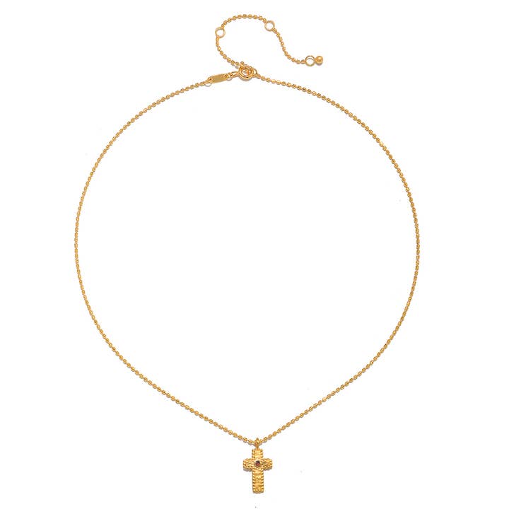 Satya Jewelry - Wholesale Pendant/Charm Necklace - Unwavering Faith Garnet Cross Necklace