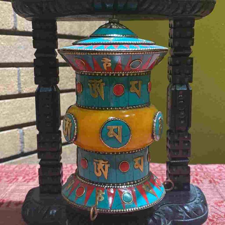 Katmandu Trading Co. - Wholesale Wall Accent - Tibetan Om Mani Wall-Hanging Prayer Wheel (XL)