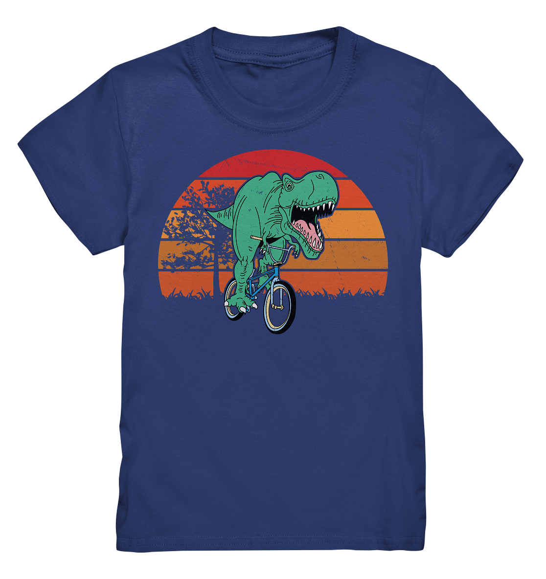 Tigerlino® - Wholesale Screen Printed T-Shirt - Kids - Trex bicycle retro dinosaur kids t-shirt2