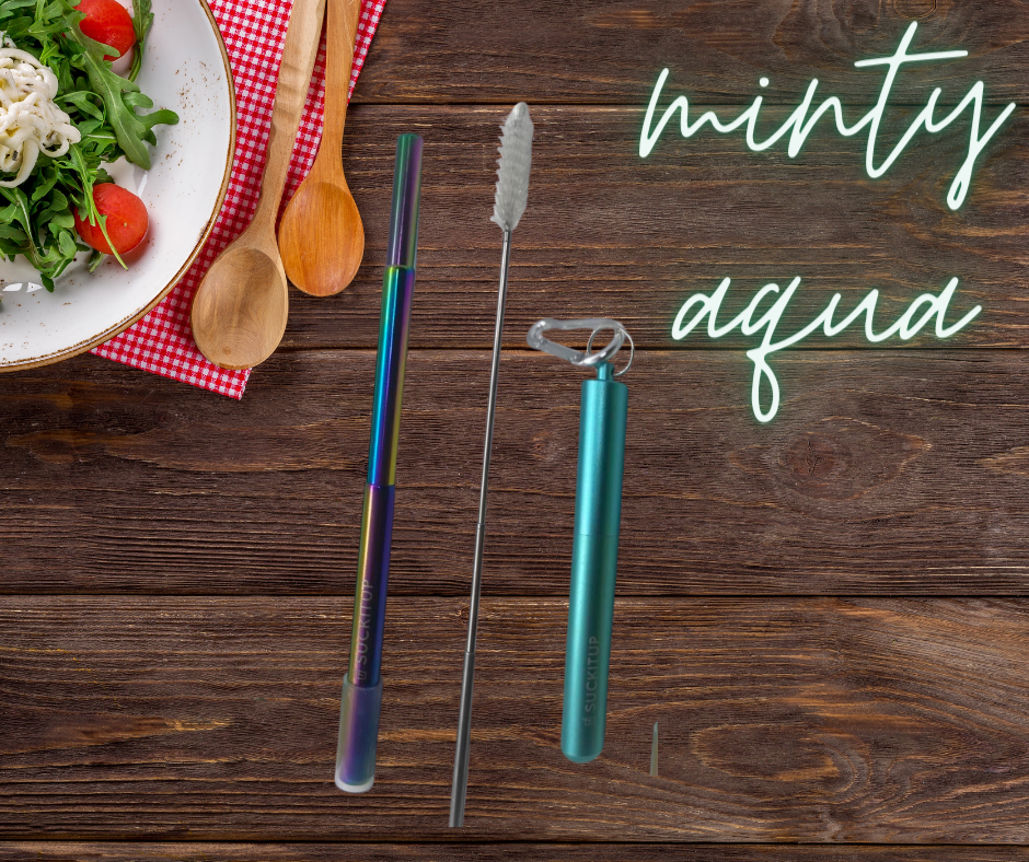 Suck It Up Straws - Vente Paille - Pailles métalliques télescopiques avec étui pour porte-clés et brosse de nettoyage57
