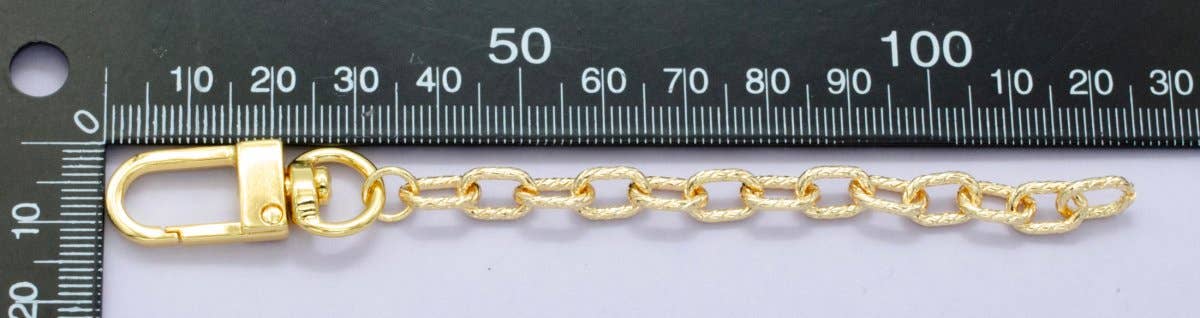 Aim Eternal - Wholesale Keychain - Women's - 24K Gold Filled 5-Inch Lined Paperclip Chain Bag Purse Charm Swivel Keychain Findings | WA-29021