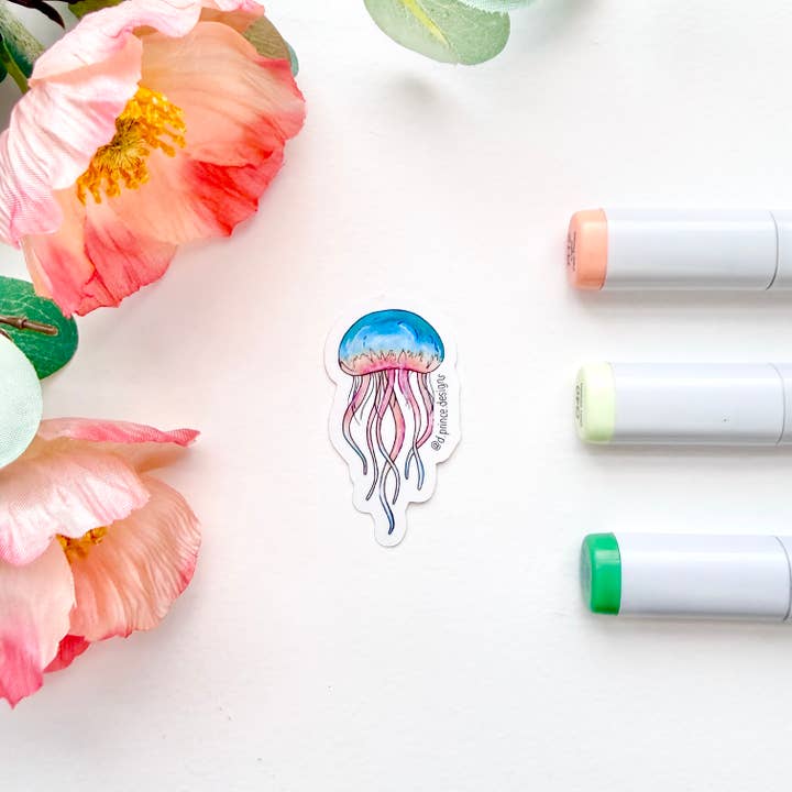D. Prince Designs - Wholesale Sticker - Hand-Illustrated Jellyfish | 2" Vinyl Sticker1