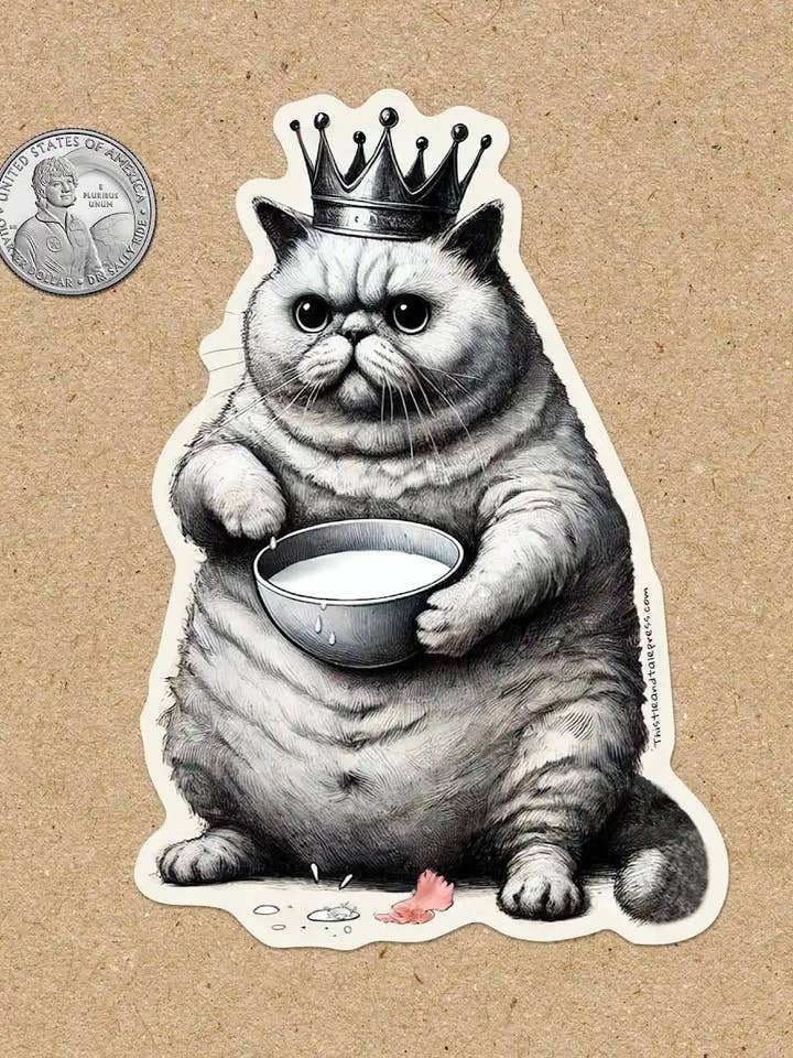 Vinylsticker, Melkkat voor wholesale door Thistle and Tale Press