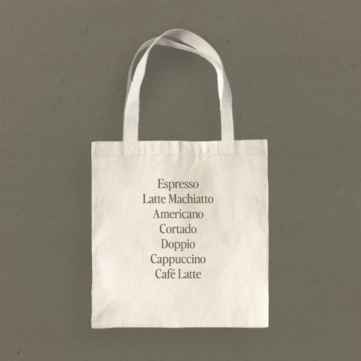 Cafe Drinks - Canvas Tote Bag for wholesale by Boheme Bliss