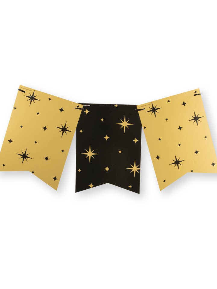 Drapeau de fête élégant or/noir - Étoiles pour la vente par PD Party