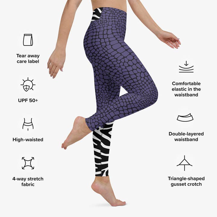 Loony Legs - Wholesale Athletic/Lounge Leggings - Women's - Animal Printed Leggings "CrocoZebra" Purple2