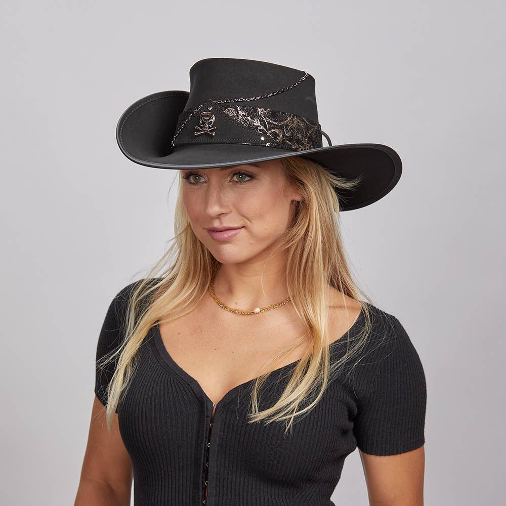 Black Suede Leather Cavalier Hat - Style Hook for wholesale on Faire5