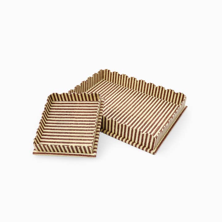 RECTANGULAR SCALLOPED TRAY - YELLOW/BROWN for wholesale by Craft Boat