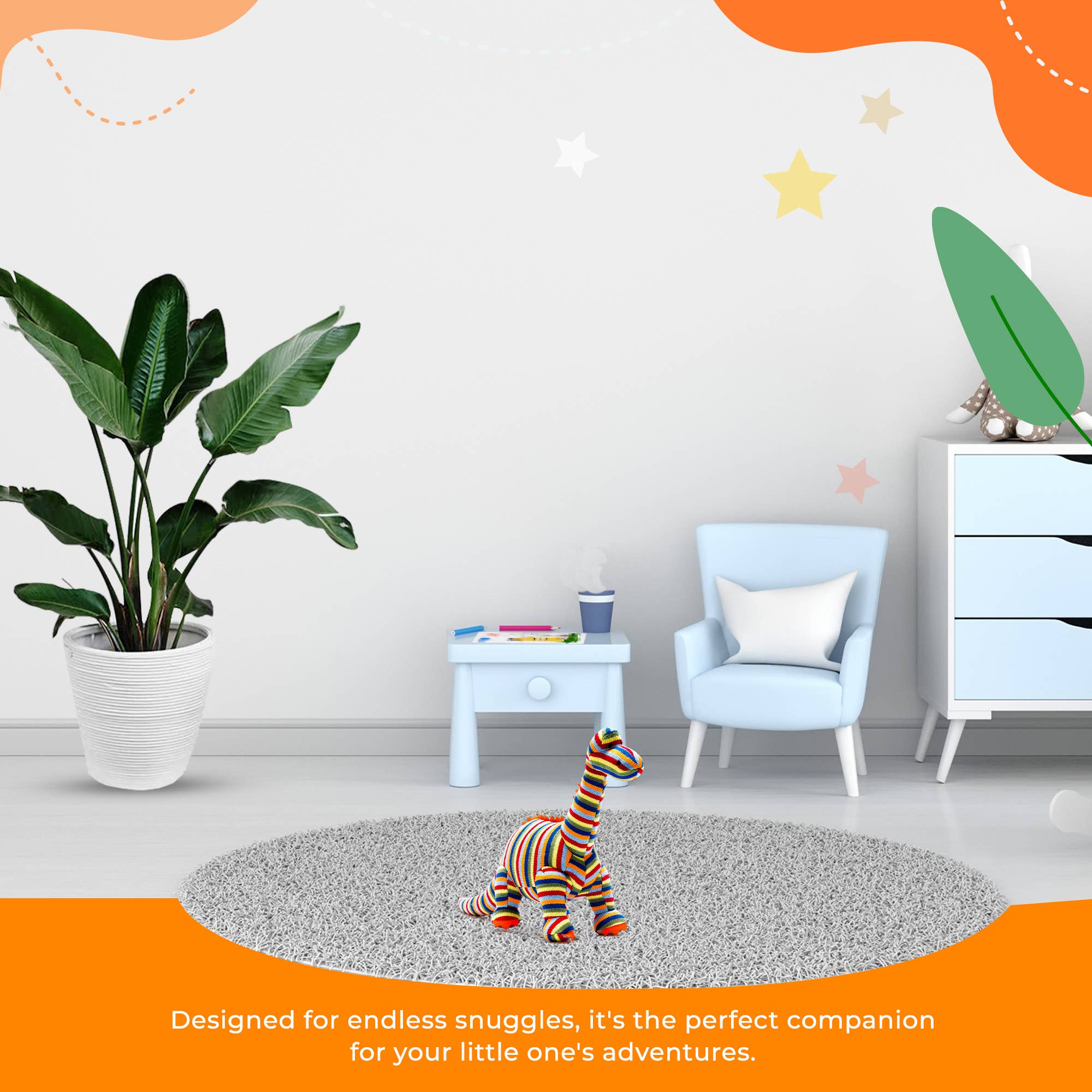 Best Years Ltd – wholesale Stuffed/plush toy – Kids & baby – Knitted Stripe Diplodocus Dinosaur Soft Toy Teddy5