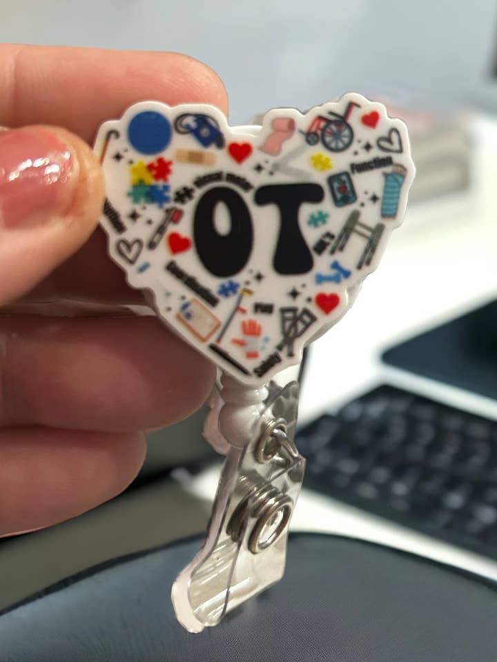 OT Occupational Therapy Badge Reel Holder for wholesale by Fuzzy Edges Crafts LLC