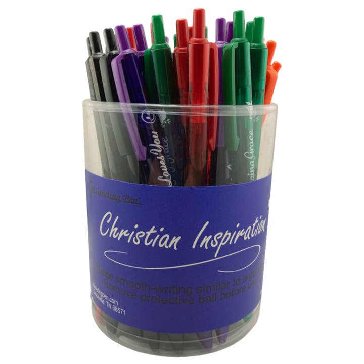Christian Translucent Ballpoint Pen Set of 36 for wholesale by Greeting Pen