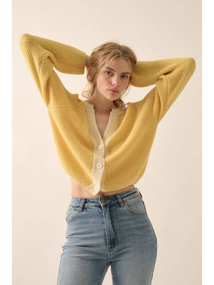 Promesa USA - Wholesale Cardigan - Women's - Ribbed Knit Contrast Cardigan Sweater