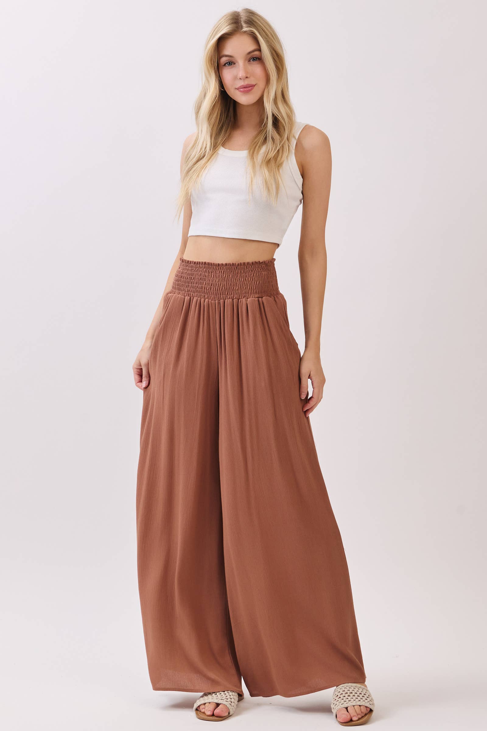 Final Touch – wholesale Pants – Women's – Heavy Gauze Wide Leg Pants - NP70263D-HV32