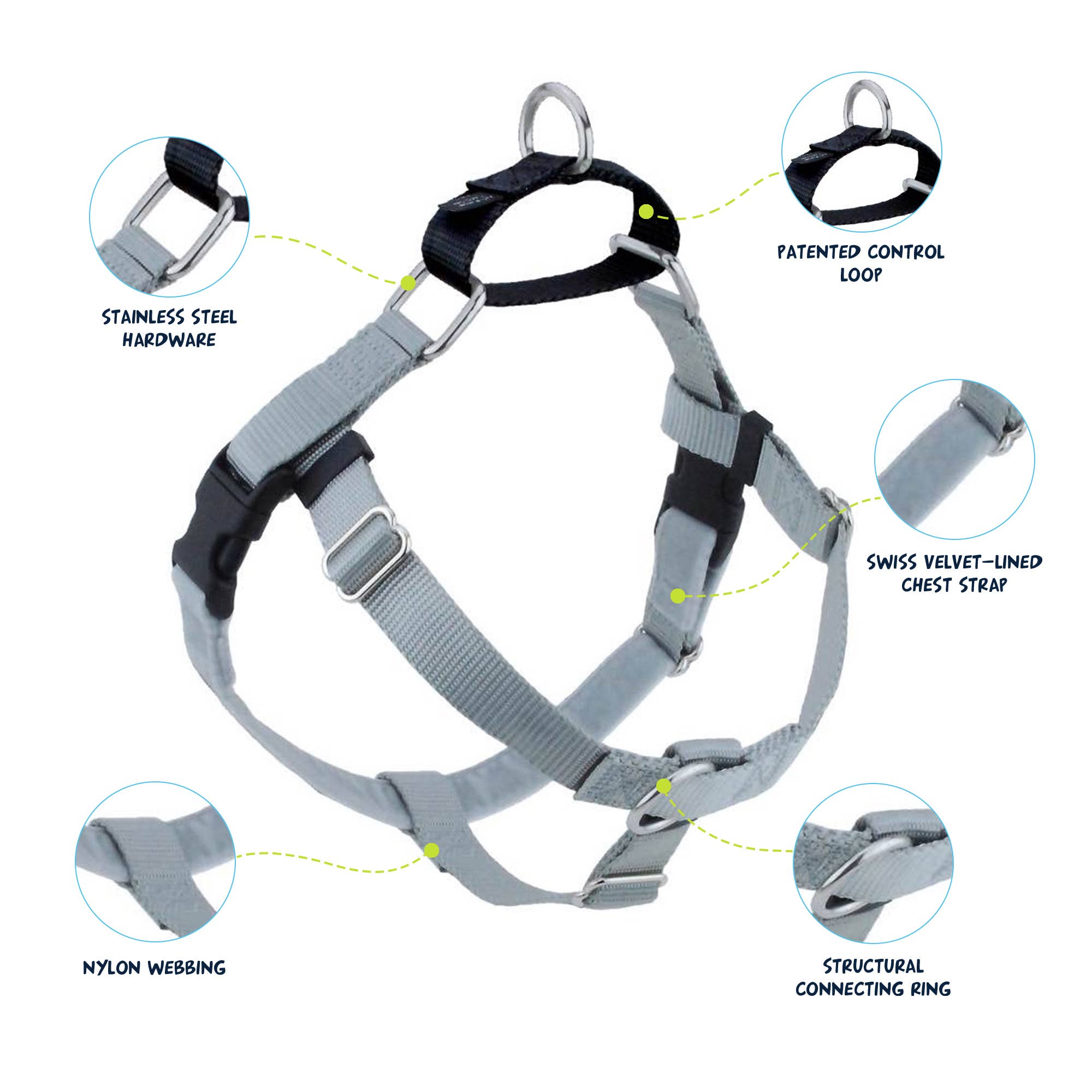 2 Hounds Design - Wholesale Pet Harness - Dog - Silver Freedom No-Pull Dog Harness with Leash1