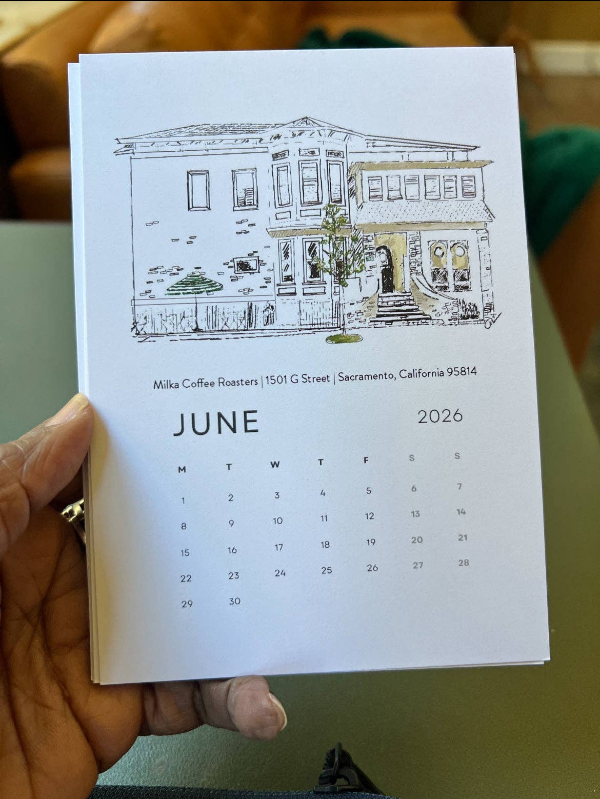 PriyaOriginalsArt - Wholesale Calendar - Sacramento's Third Places 2026 Desktop Calendar + easel4