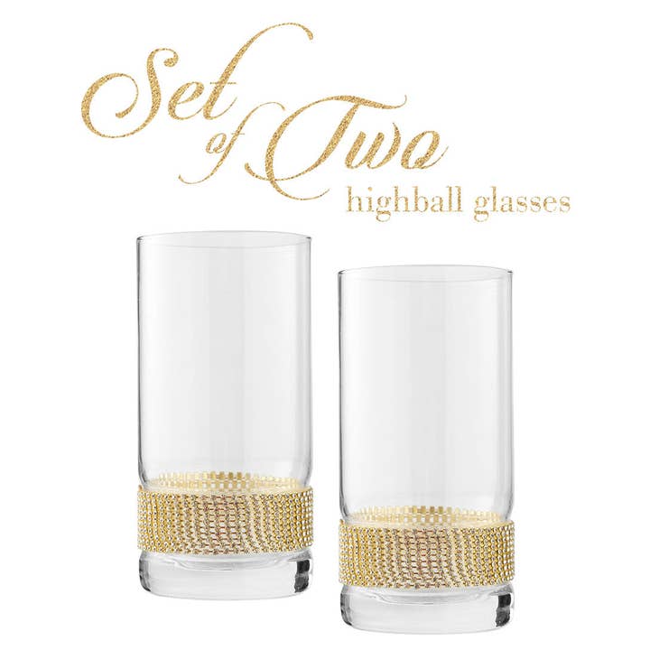 Berkware Highball Glass with Rhinestone Design 2 Pack for wholesale by Cheer Collection
