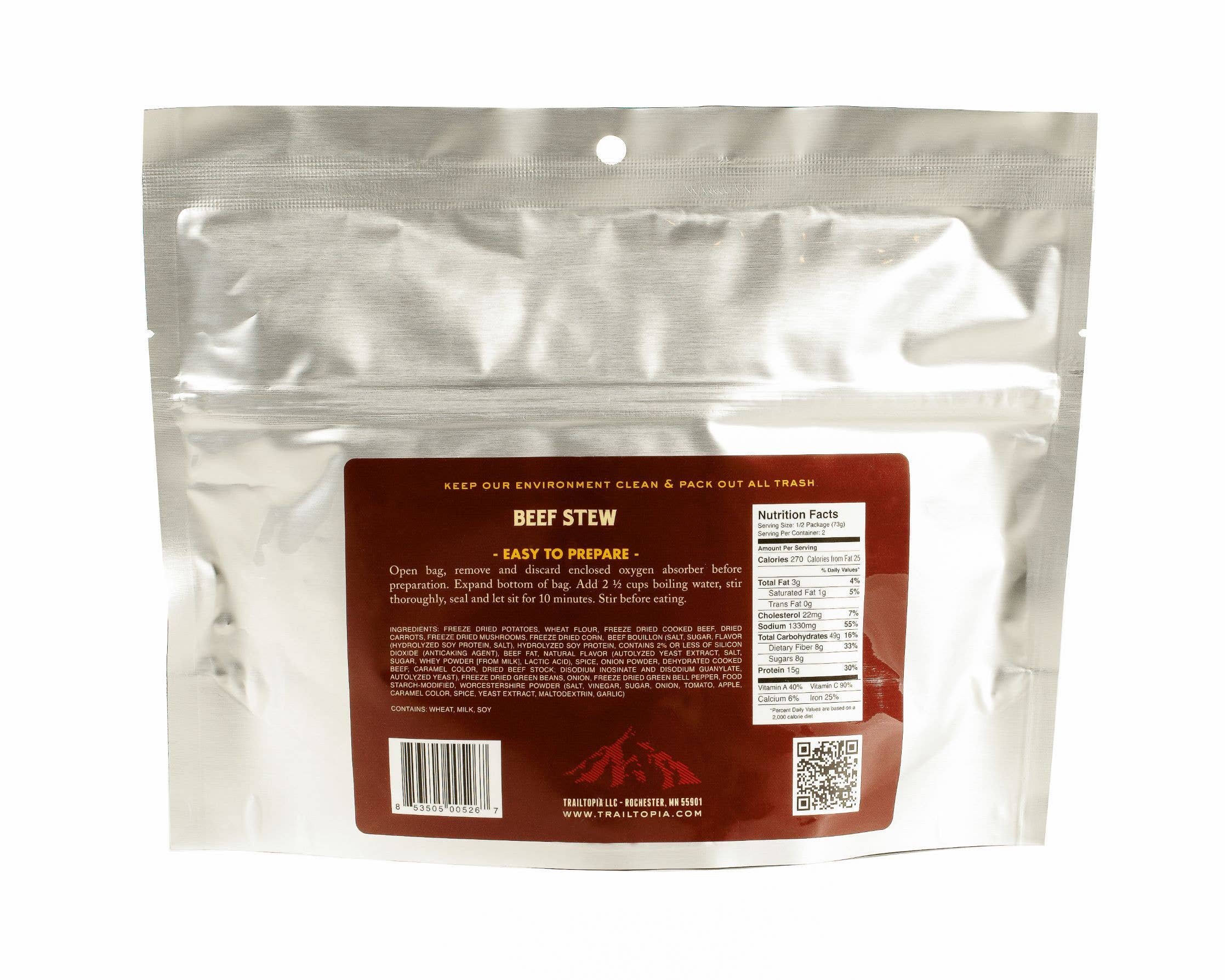 Trailtopia - Wholesale Shelf Stable Prepared Meal - Beef Stew - Shelf Stable Prepared Meal for Two1