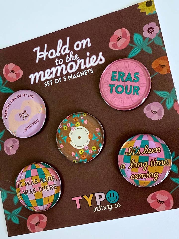 Eras Tour magneten|Set van 5 Eras Tour magneten voor wholesale door Typo Lettering Co