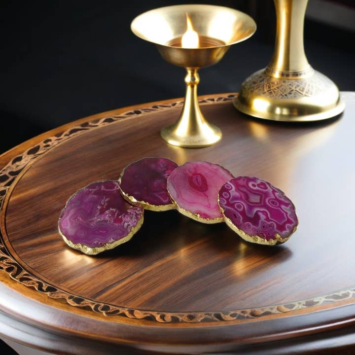 Agate Coasters set of 4 for wholesale by LIGHTS N GIFTS INC