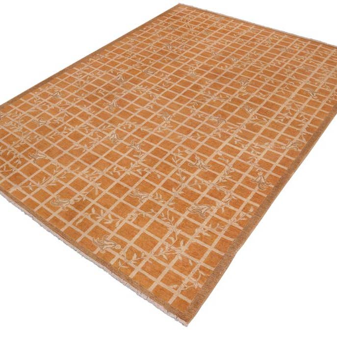 Oriental Ziegler Odell Orange/Beige Wool Rug - 9'0'' x 11'9'' for wholesale by Arshs Fine Rugs