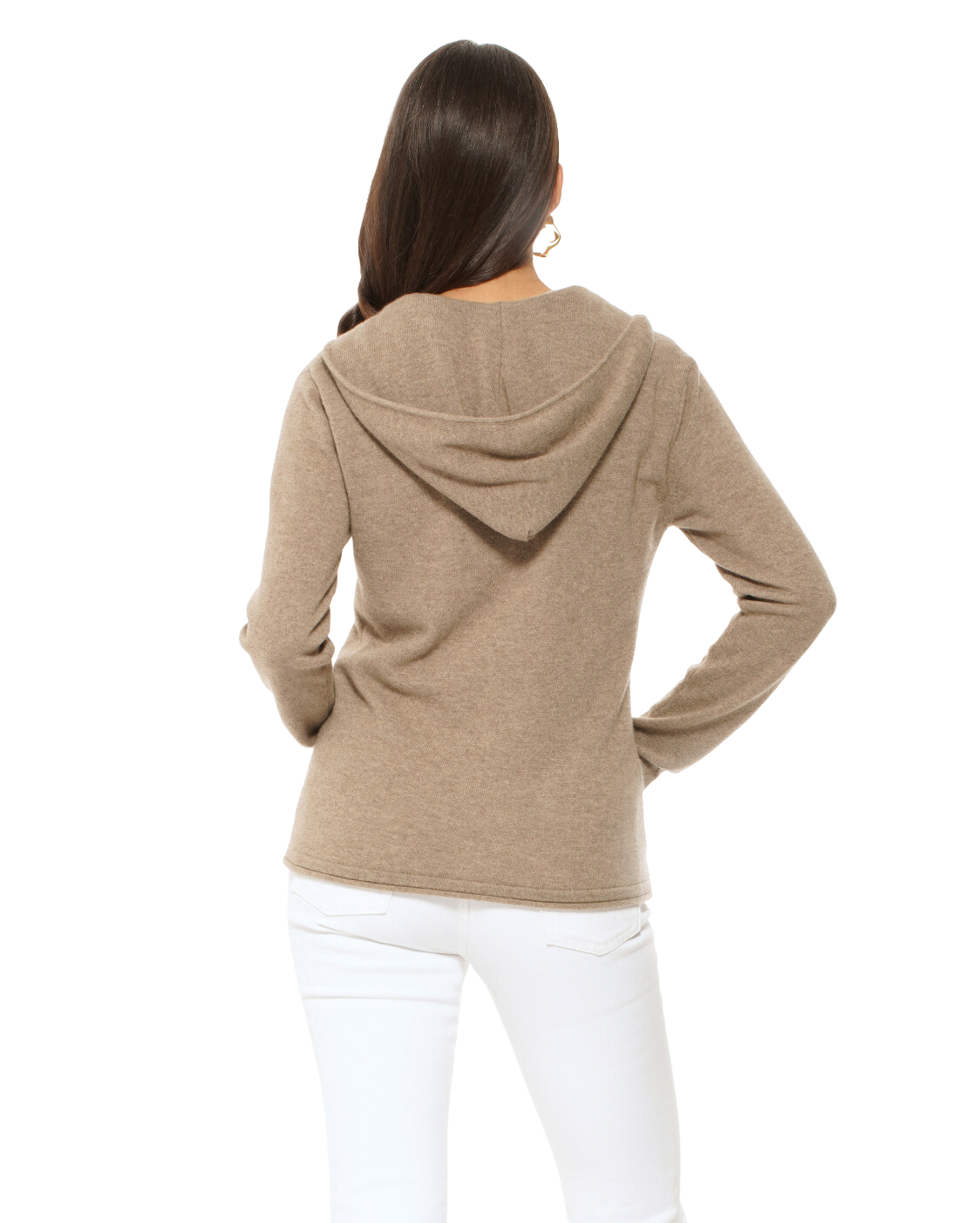 Women's Pure Cashmere Hoodie Sweater Taupe for wholesale on Faire2