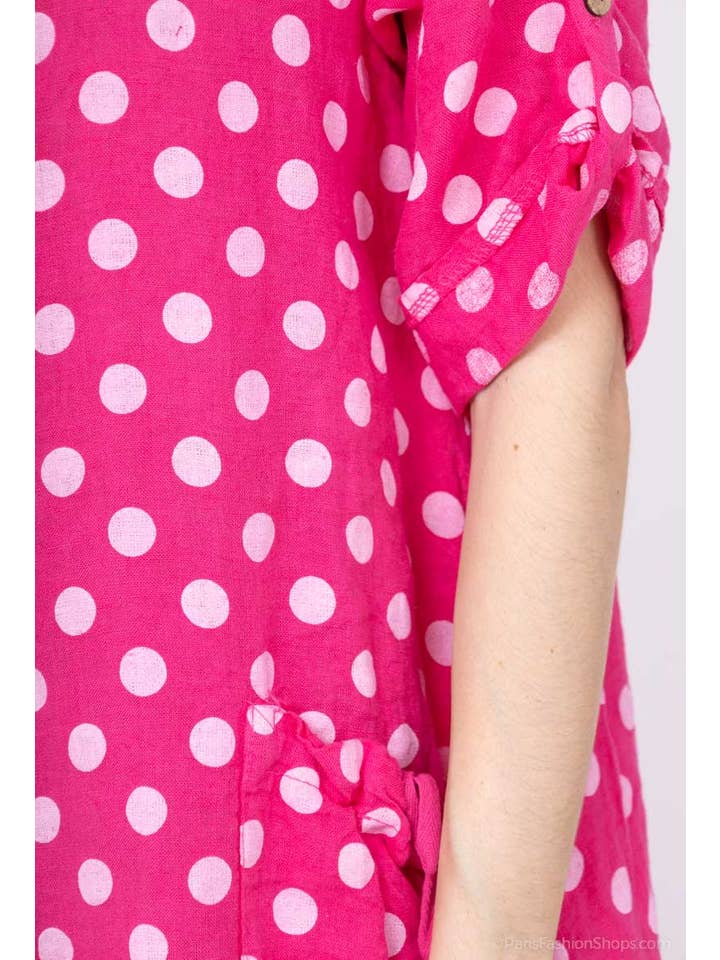 LINEN & COTTON HOUSE - Wholesale Dress - Women's - DRESS IN LINEN 7697 POLKA DOTS